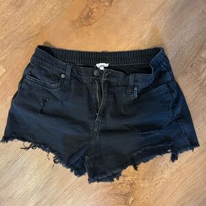 Aerie Black Distressed Denim Shorts